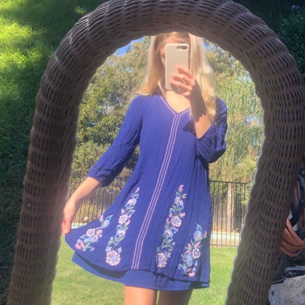 blue boho dress